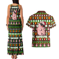 Hamsome Cute Pig Christmas Couples Matching Tank Maxi Dress and Hawaiian Shirt Xmas Holiday Patterns - Wonder Print Shop