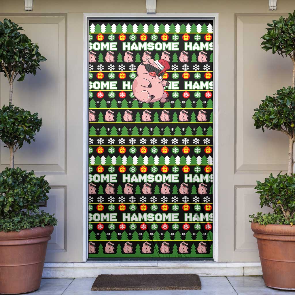 Hamsome Cute Pig Christmas Door Cover Xmas Holiday Patterns - Wonder Print Shop