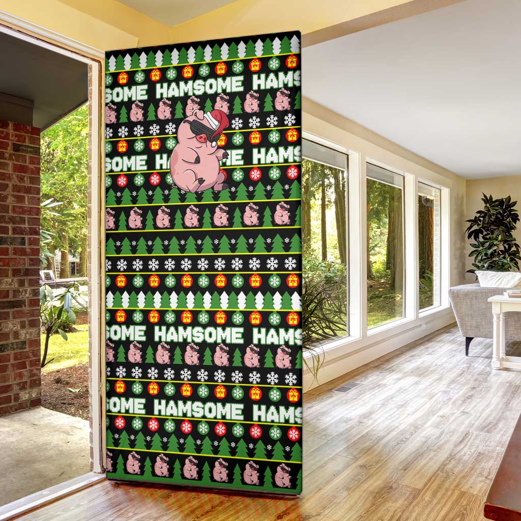 Hamsome Cute Pig Christmas Door Cover Xmas Holiday Patterns - Wonder Print Shop