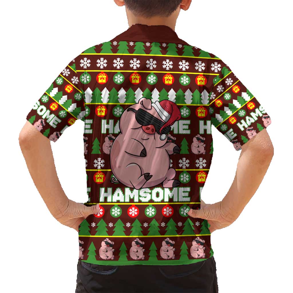 Hamsome Cute Pig Christmas Family Matching Long Sleeve Bodycon Dress and Hawaiian Shirt Xmas Holiday Patterns - Wonder Print Shop
