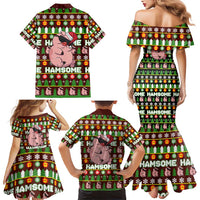 Hamsome Cute Pig Christmas Family Matching Mermaid Dress and Hawaiian Shirt Xmas Holiday Patterns - Wonder Print Shop