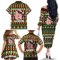Hamsome Cute Pig Christmas Family Matching Off The Shoulder Long Sleeve Dress and Hawaiian Shirt Xmas Holiday Patterns - Wonder Print Shop