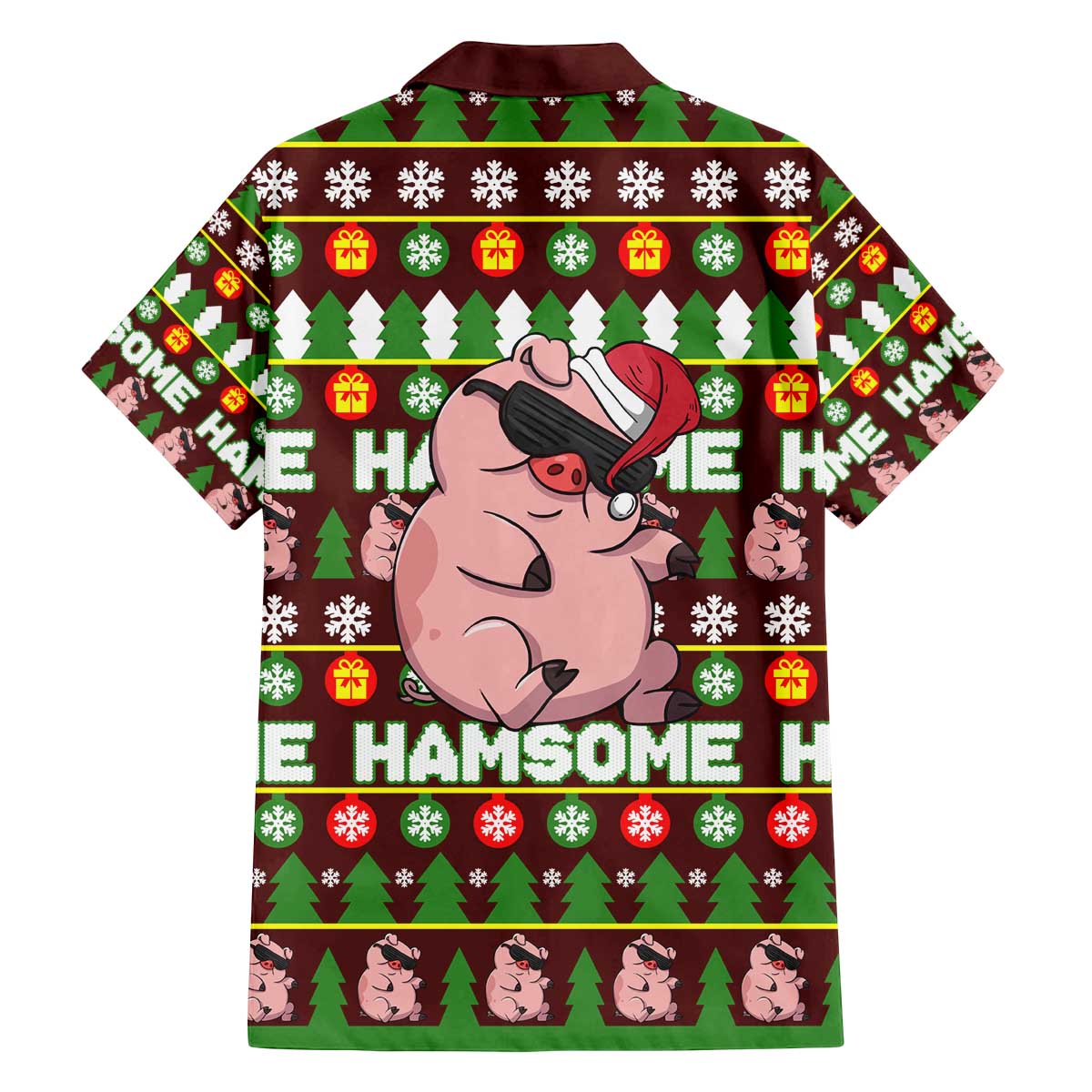 Hamsome Cute Pig Christmas Family Matching Off The Shoulder Long Sleeve Dress and Hawaiian Shirt Xmas Holiday Patterns - Wonder Print Shop