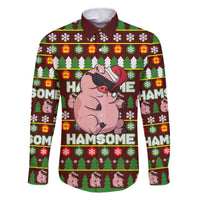 Hamsome Cute Pig Christmas Family Matching Off The Shoulder Long Sleeve Dress and Hawaiian Shirt Xmas Holiday Patterns - Wonder Print Shop