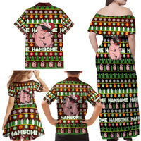 Hamsome Cute Pig Christmas Family Matching Off Shoulder Maxi Dress and Hawaiian Shirt Xmas Holiday Patterns - Wonder Print Shop