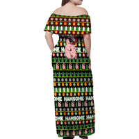 Hamsome Cute Pig Christmas Family Matching Off Shoulder Maxi Dress and Hawaiian Shirt Xmas Holiday Patterns - Wonder Print Shop