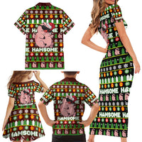 Hamsome Cute Pig Christmas Family Matching Short Sleeve Bodycon Dress and Hawaiian Shirt Xmas Holiday Patterns - Wonder Print Shop