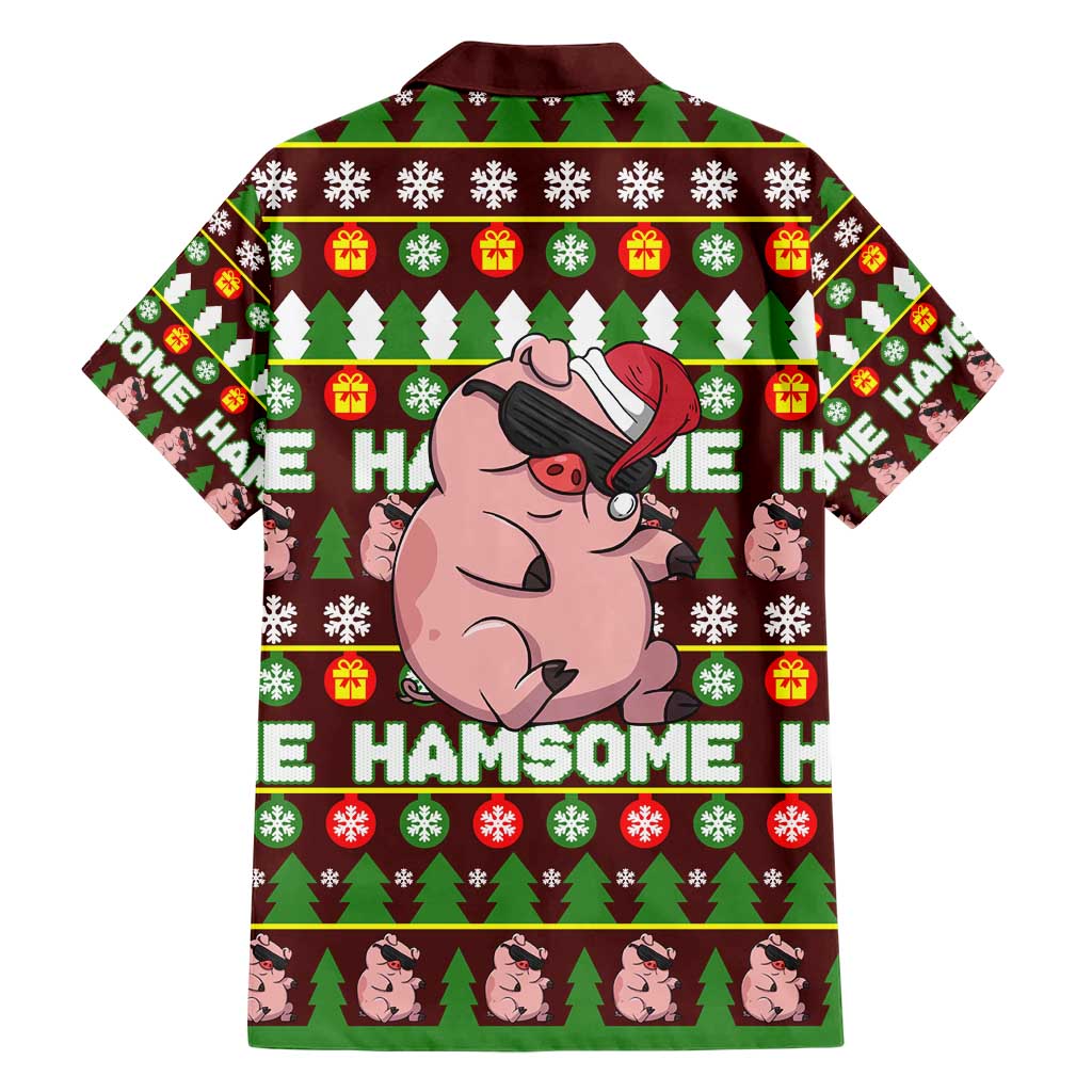 Hamsome Cute Pig Christmas Family Matching Short Sleeve Bodycon Dress and Hawaiian Shirt Xmas Holiday Patterns - Wonder Print Shop