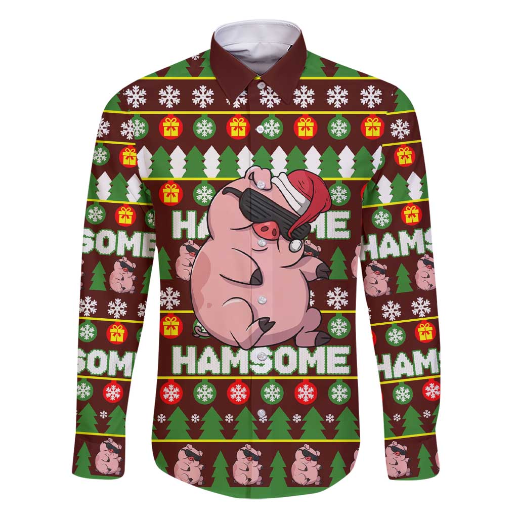 Hamsome Cute Pig Christmas Family Matching Short Sleeve Bodycon Dress and Hawaiian Shirt Xmas Holiday Patterns - Wonder Print Shop