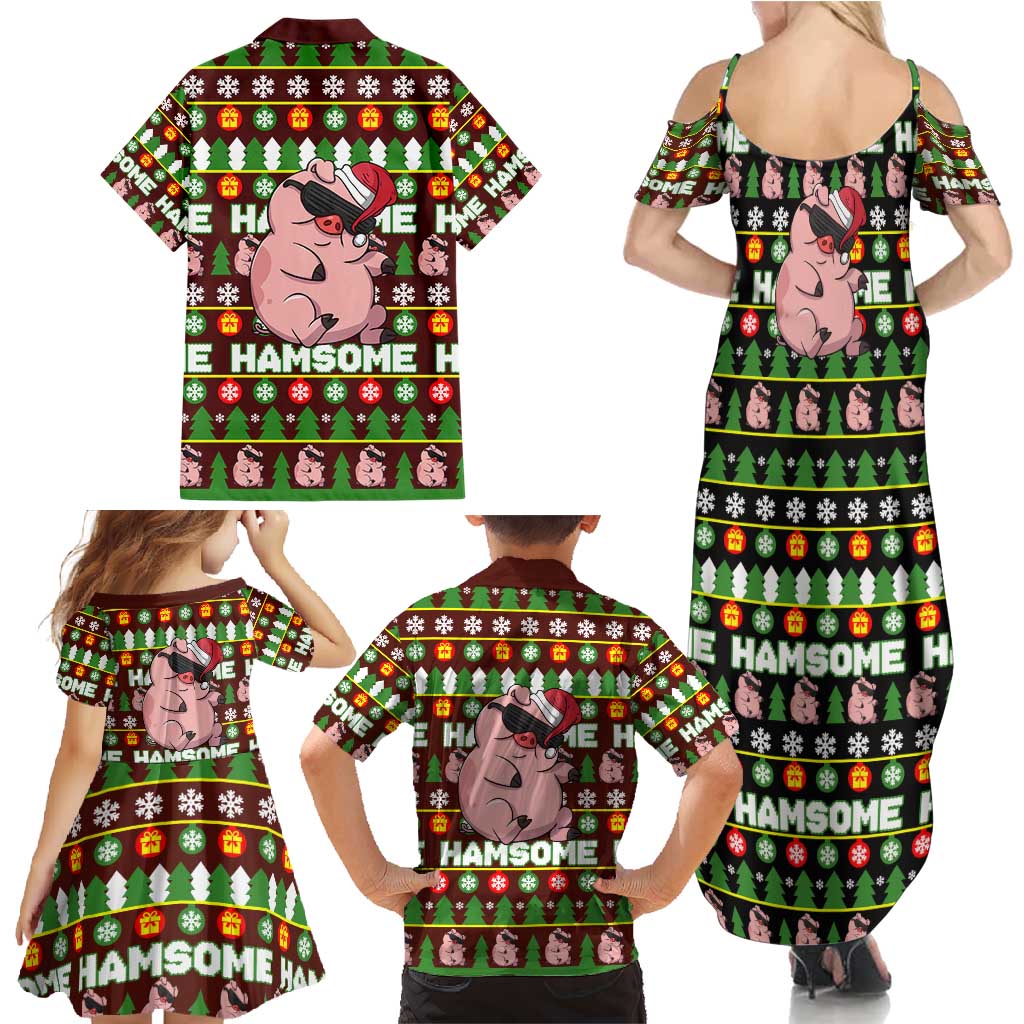 Hamsome Cute Pig Christmas Family Matching Summer Maxi Dress and Hawaiian Shirt Xmas Holiday Patterns - Wonder Print Shop
