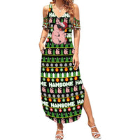 Hamsome Cute Pig Christmas Family Matching Summer Maxi Dress and Hawaiian Shirt Xmas Holiday Patterns - Wonder Print Shop