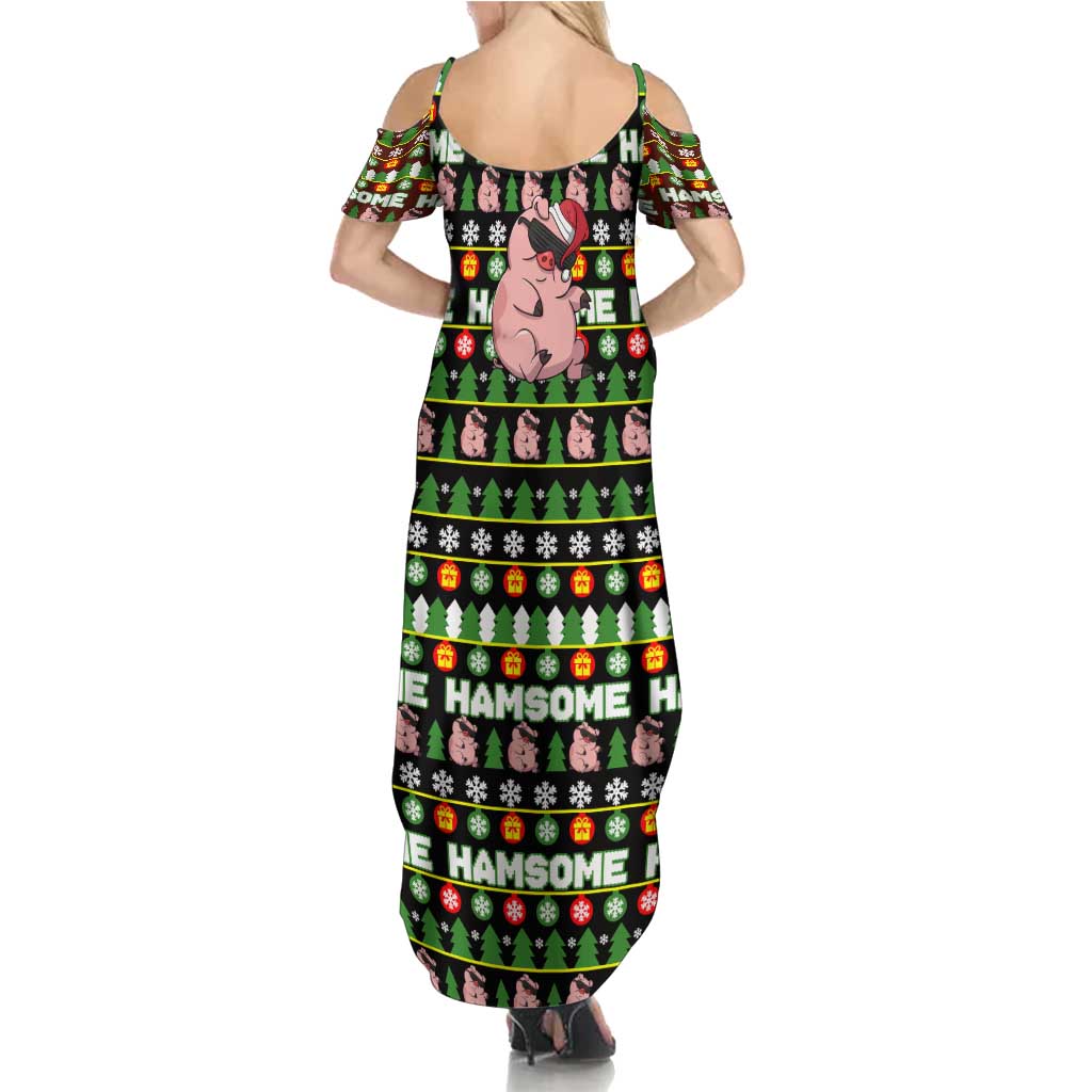 Hamsome Cute Pig Christmas Family Matching Summer Maxi Dress and Hawaiian Shirt Xmas Holiday Patterns - Wonder Print Shop