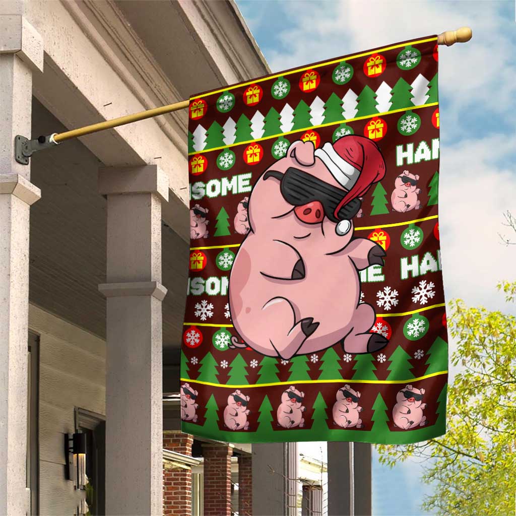 Hamsome Cute Pig Christmas Garden Flag Xmas Holiday Patterns - Wonder Print Shop