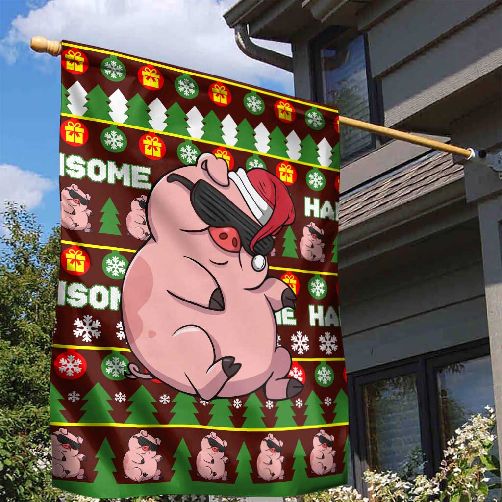 Hamsome Cute Pig Christmas Garden Flag Xmas Holiday Patterns - Wonder Print Shop
