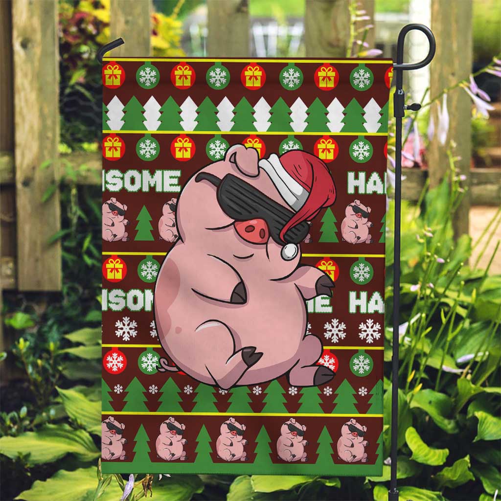 Hamsome Cute Pig Christmas Garden Flag Xmas Holiday Patterns - Wonder Print Shop