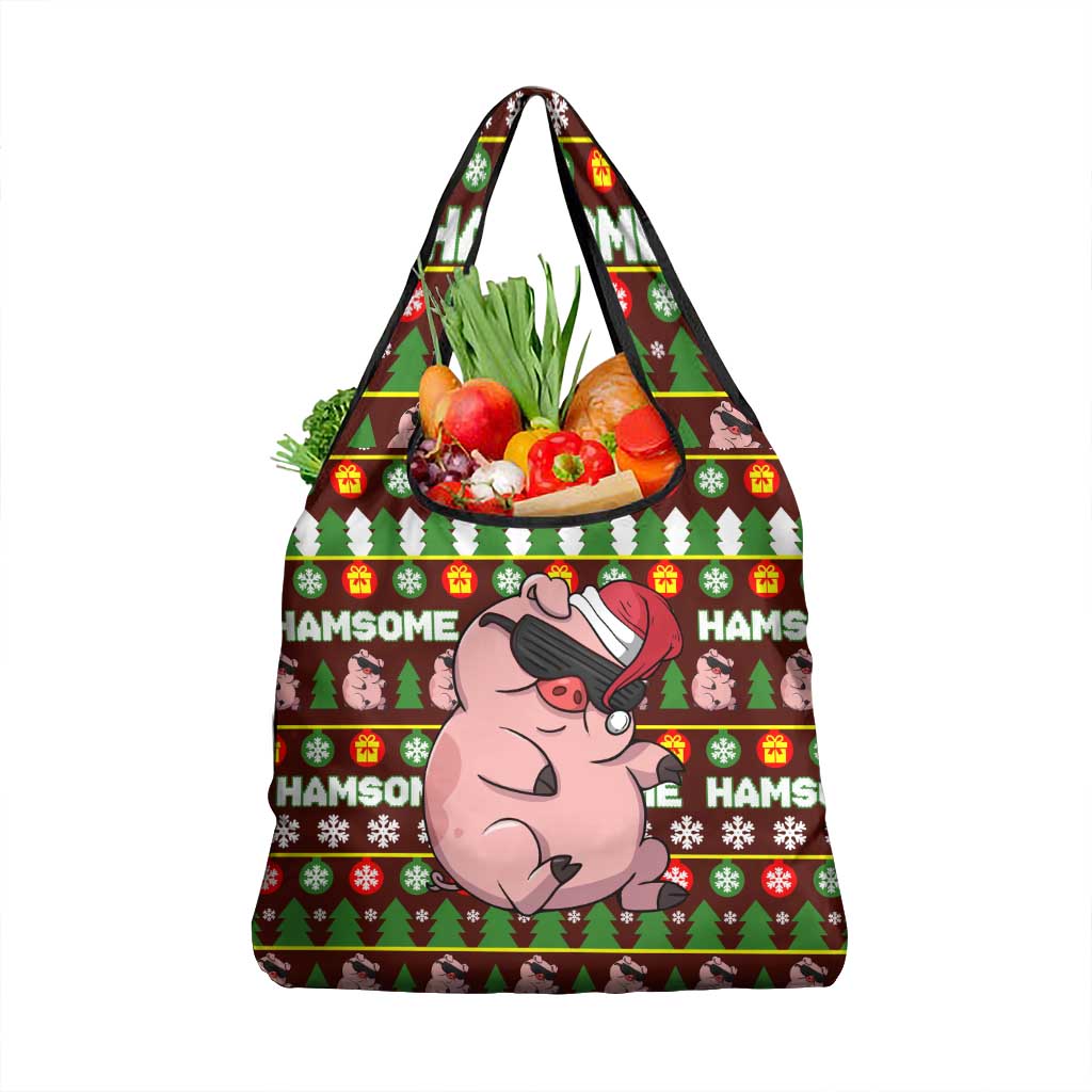 Hamsome Cute Pig Christmas Grocery Bag Xmas Holiday Patterns - Wonder Print Shop
