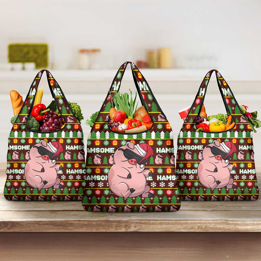 Hamsome Cute Pig Christmas Grocery Bag Xmas Holiday Patterns - Wonder Print Shop