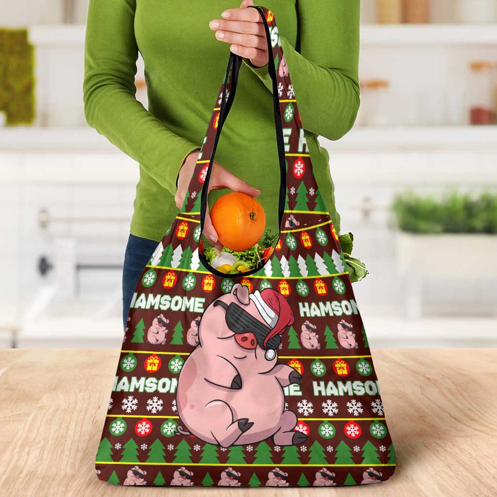 Hamsome Cute Pig Christmas Grocery Bag Xmas Holiday Patterns - Wonder Print Shop