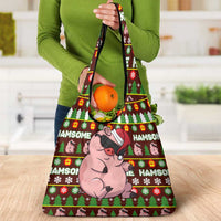 Hamsome Cute Pig Christmas Grocery Bag Xmas Holiday Patterns - Wonder Print Shop