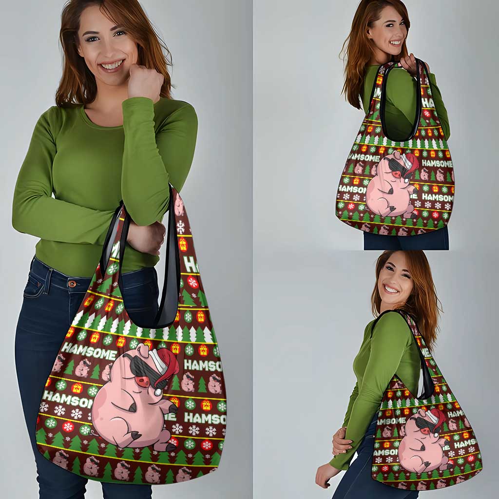 Hamsome Cute Pig Christmas Grocery Bag Xmas Holiday Patterns - Wonder Print Shop