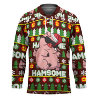 Hamsome Cute Pig Christmas Hockey Jersey Xmas Holiday Patterns - Wonder Print Shop