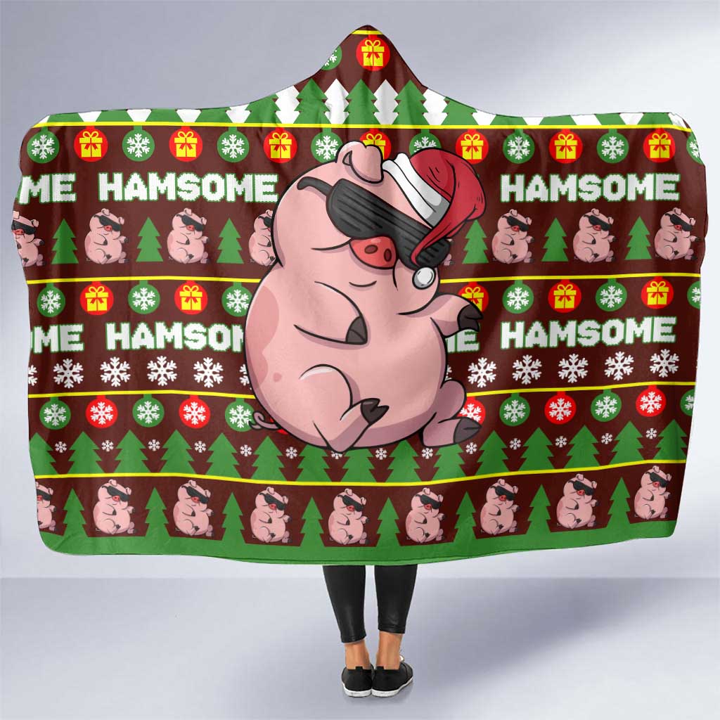 Hamsome Cute Pig Christmas Hooded Blanket Xmas Holiday Patterns - Wonder Print Shop