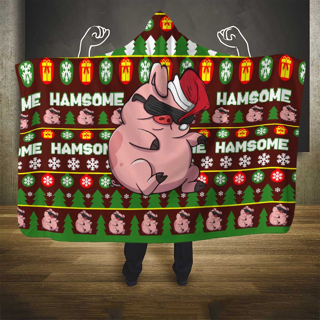 Hamsome Cute Pig Christmas Hooded Blanket Xmas Holiday Patterns - Wonder Print Shop