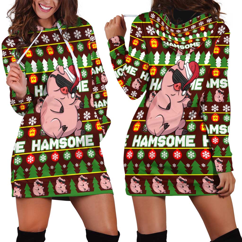 Hamsome Cute Pig Christmas Hoodie Dress Xmas Holiday Patterns - Wonder Print Shop