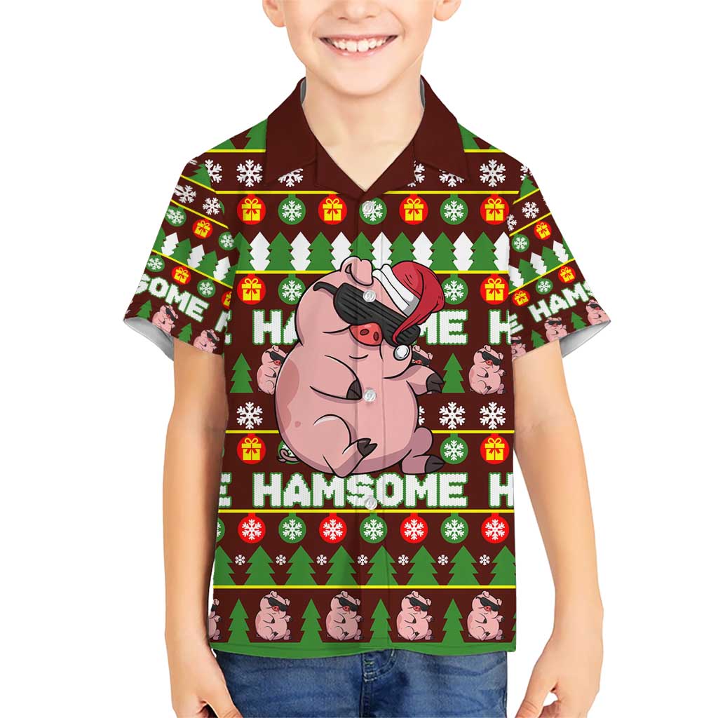 Hamsome Cute Pig Christmas Kid Hawaiian Shirt Xmas Holiday Patterns - Wonder Print Shop