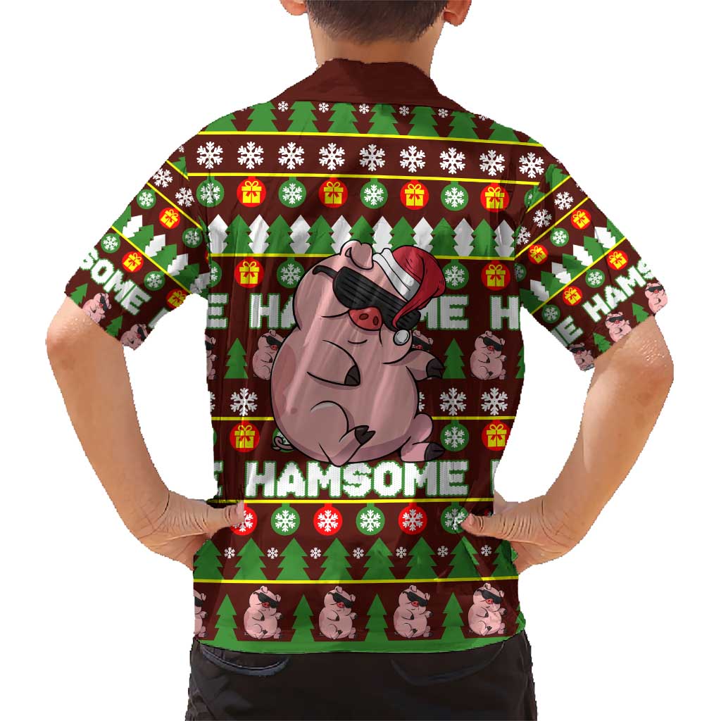 Hamsome Cute Pig Christmas Kid Hawaiian Shirt Xmas Holiday Patterns - Wonder Print Shop