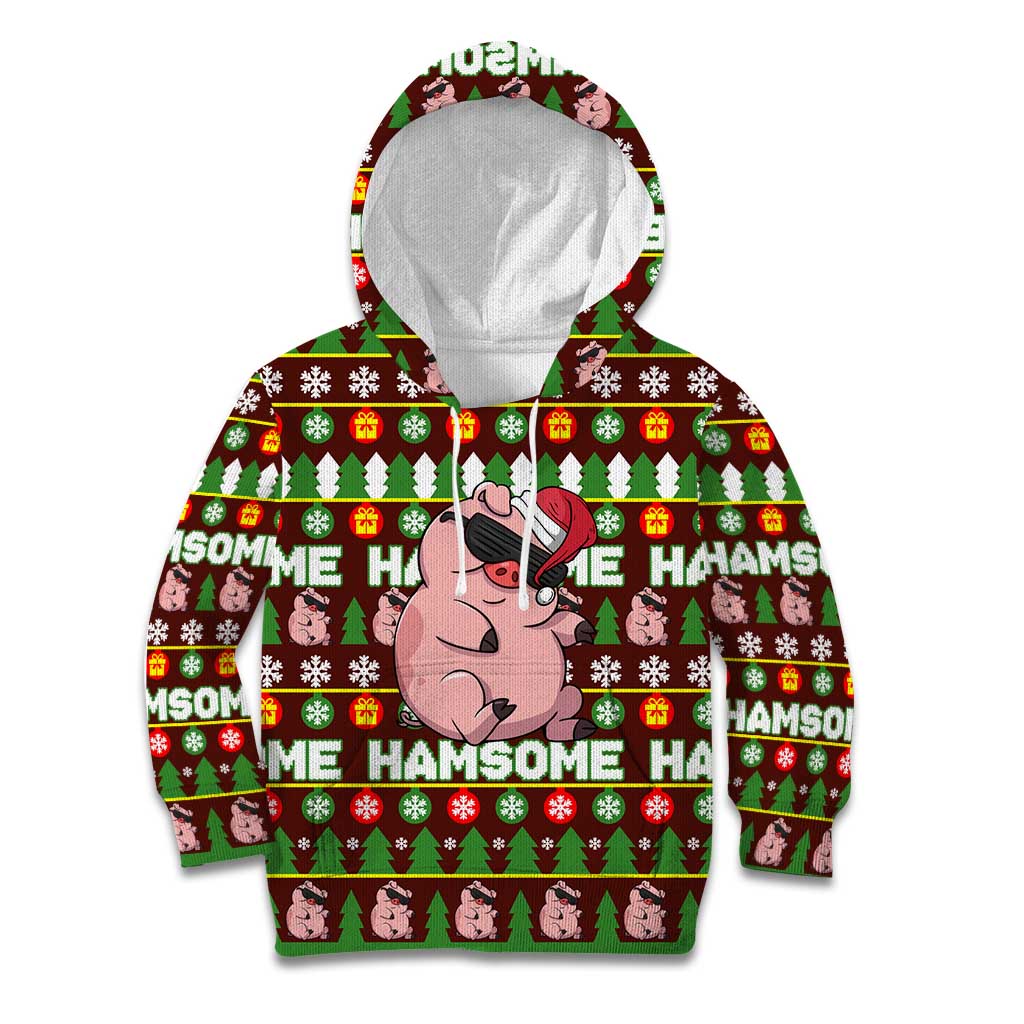 Hamsome Cute Pig Christmas Kid Hoodie Xmas Holiday Patterns - Wonder Print Shop