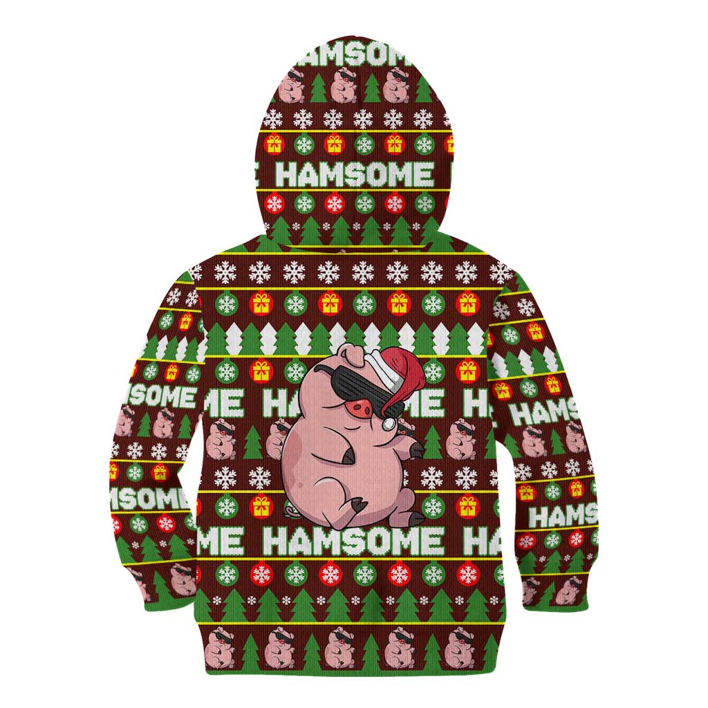 Hamsome Cute Pig Christmas Kid Hoodie Xmas Holiday Patterns - Wonder Print Shop