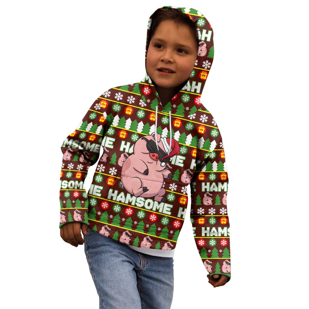 Hamsome Cute Pig Christmas Kid Hoodie Xmas Holiday Patterns - Wonder Print Shop
