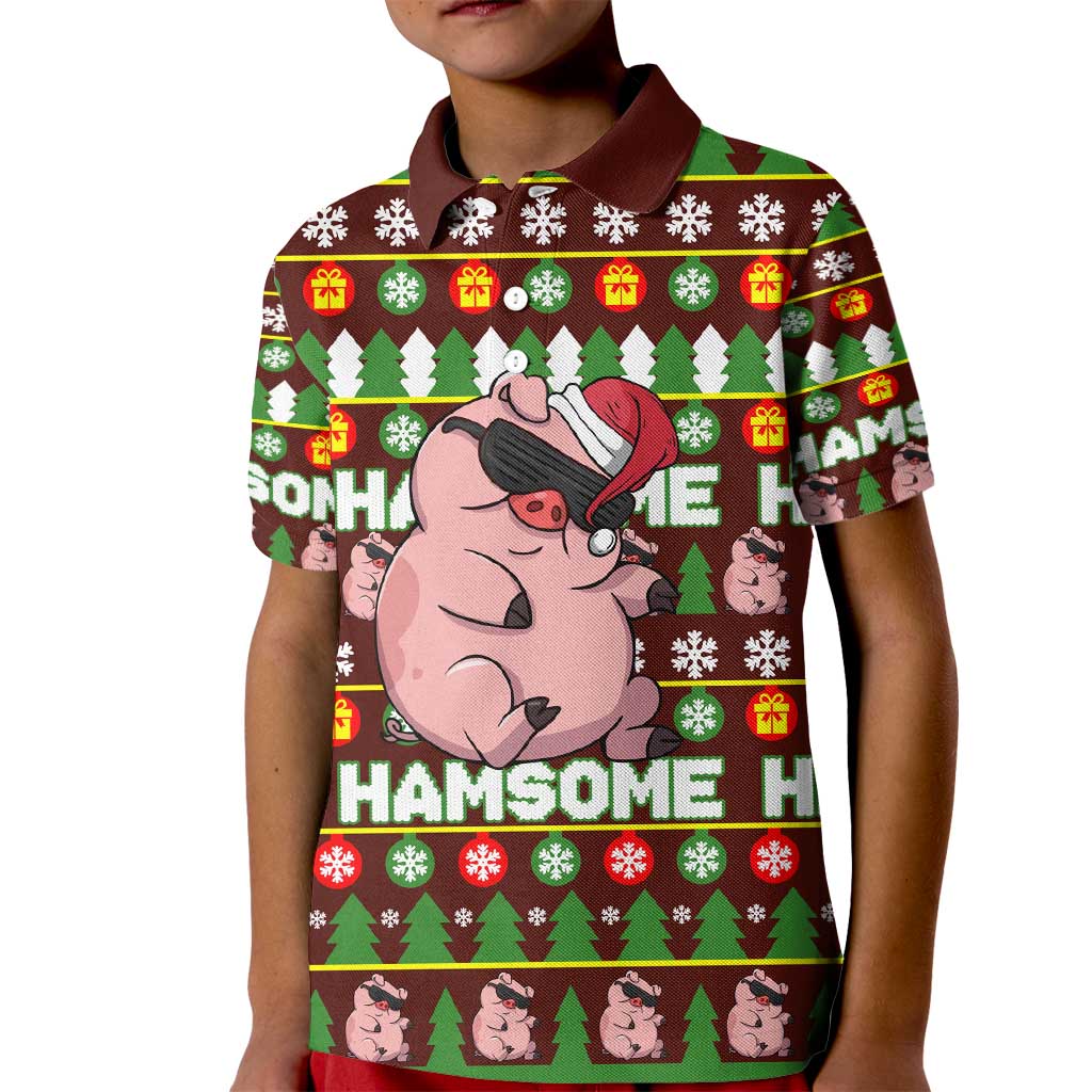 Hamsome Cute Pig Christmas Kid Polo Shirt Xmas Holiday Patterns - Wonder Print Shop