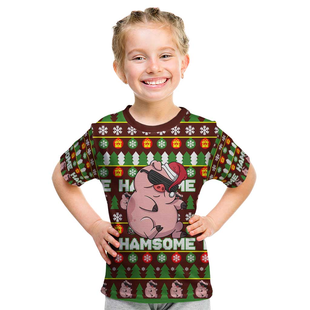 Hamsome Cute Pig Christmas Kid T Shirt Xmas Holiday Patterns - Wonder Print Shop