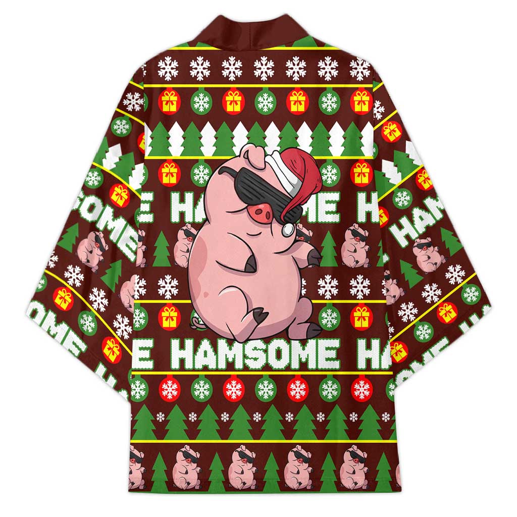 Hamsome Cute Pig Christmas Kimono Xmas Holiday Patterns - Wonder Print Shop