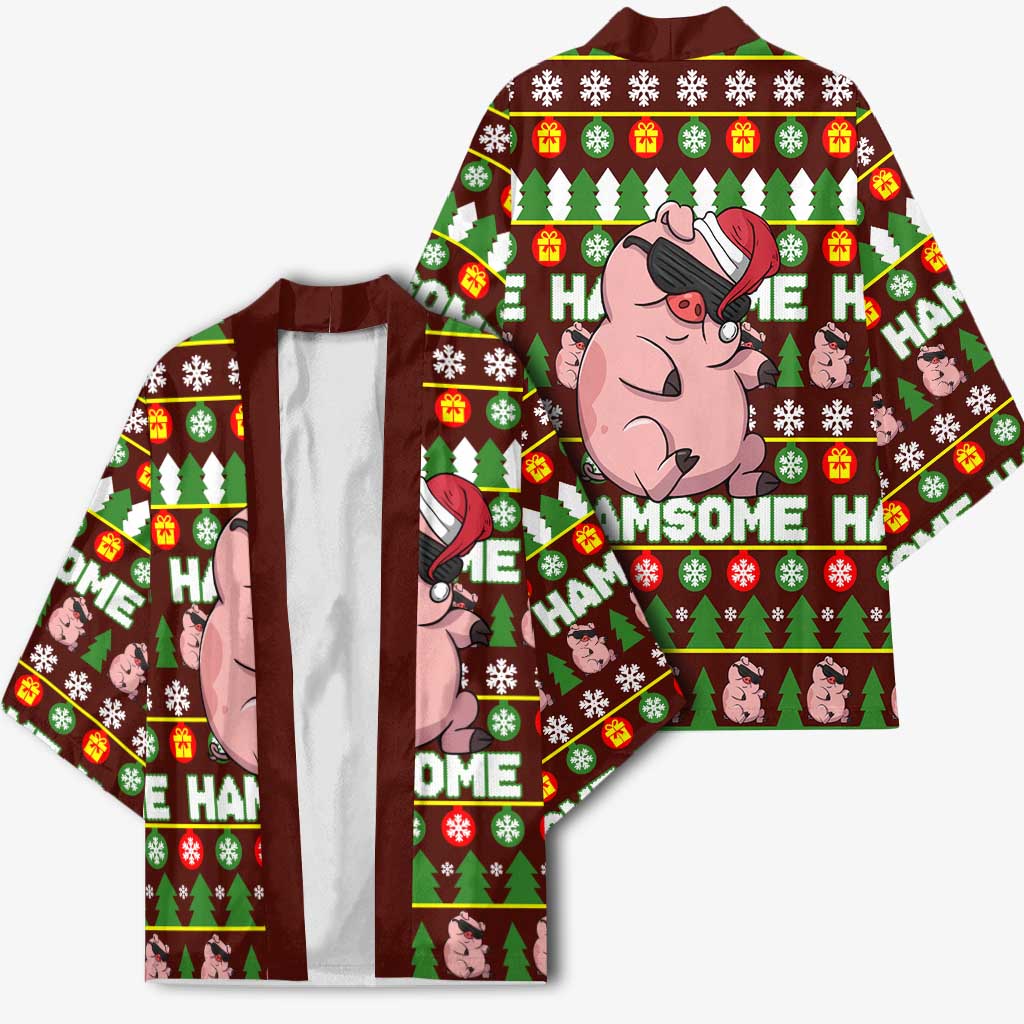 Hamsome Cute Pig Christmas Kimono Xmas Holiday Patterns - Wonder Print Shop