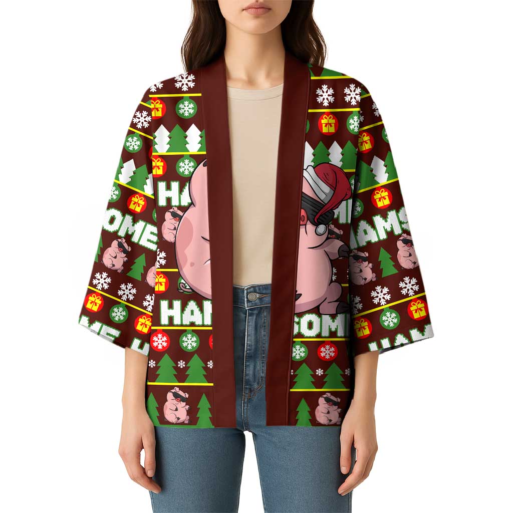 Hamsome Cute Pig Christmas Kimono Xmas Holiday Patterns - Wonder Print Shop