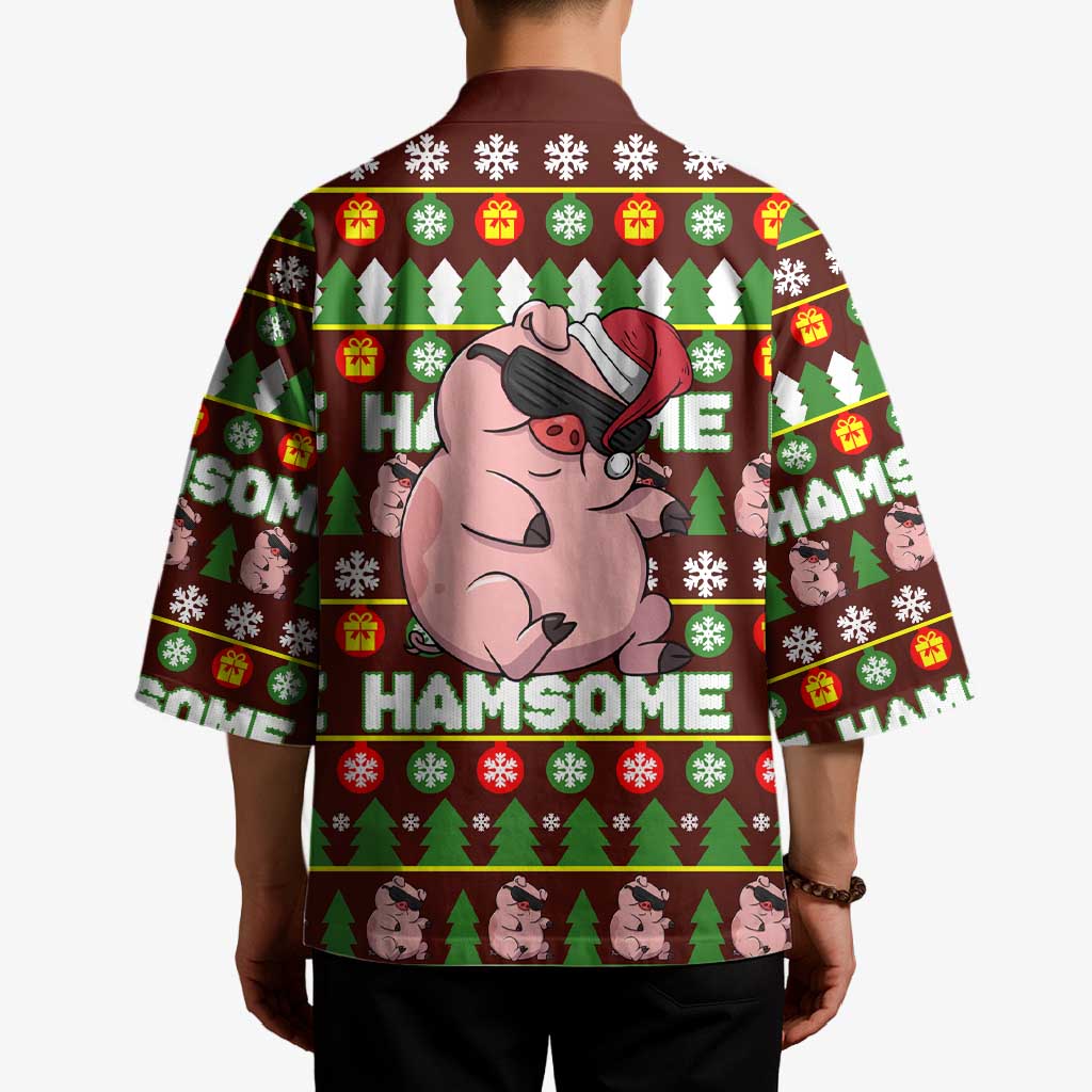 Hamsome Cute Pig Christmas Kimono Xmas Holiday Patterns - Wonder Print Shop