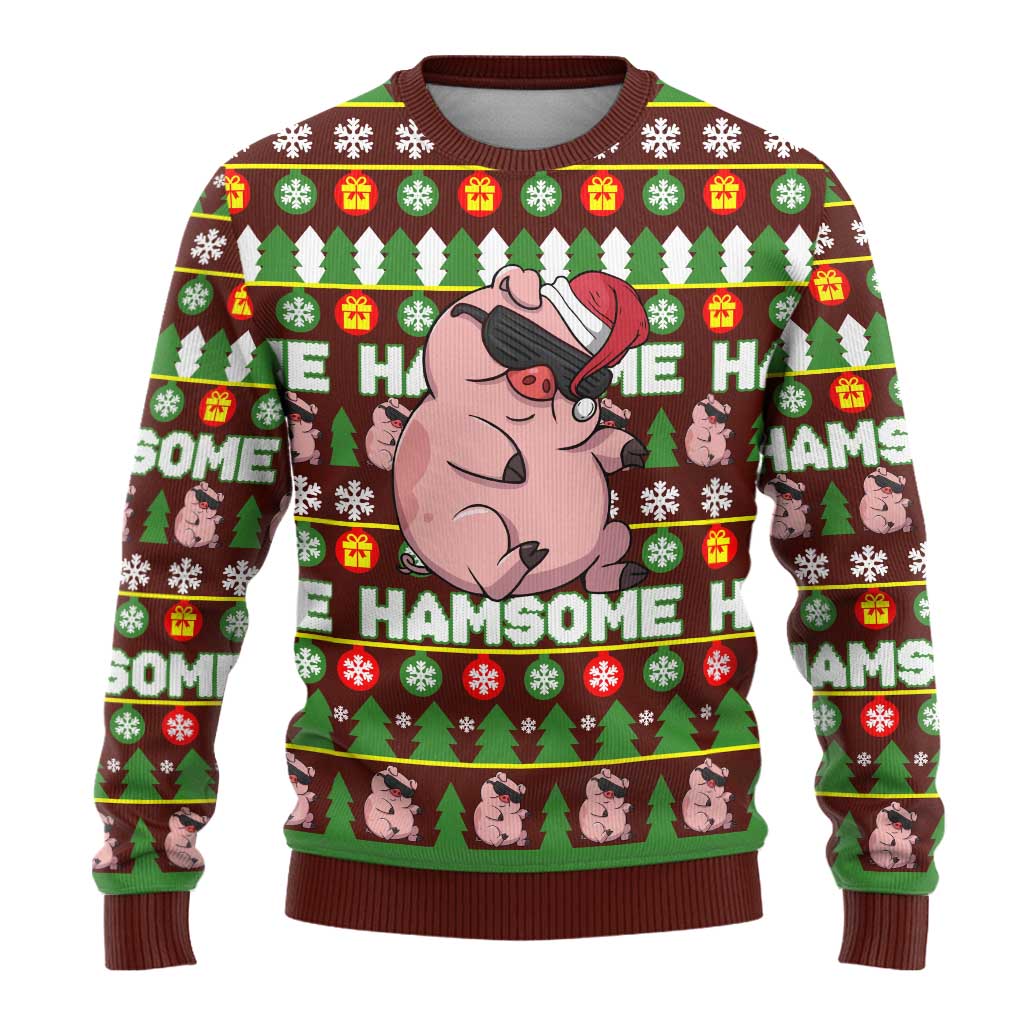 Hamsome Cute Pig Christmas Ugly Christmas Sweater Xmas Holiday Patterns - Wonder Print Shop