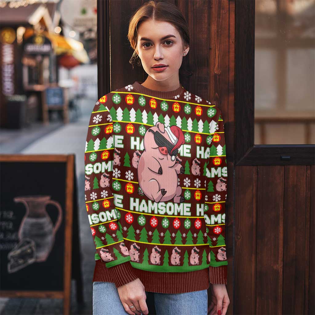 Hamsome Cute Pig Christmas Ugly Christmas Sweater Xmas Holiday Patterns - Wonder Print Shop