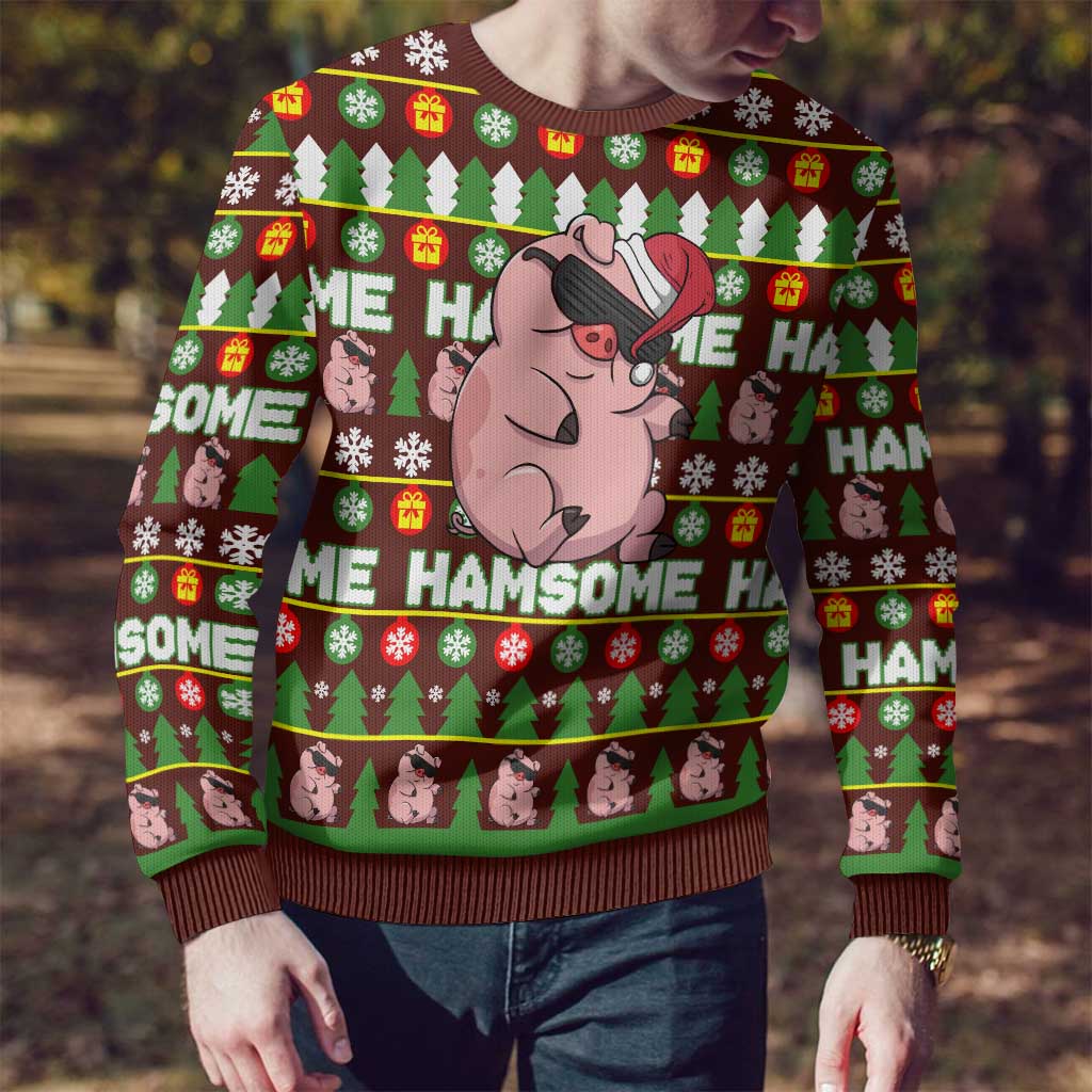 Hamsome Cute Pig Christmas Ugly Christmas Sweater Xmas Holiday Patterns - Wonder Print Shop
