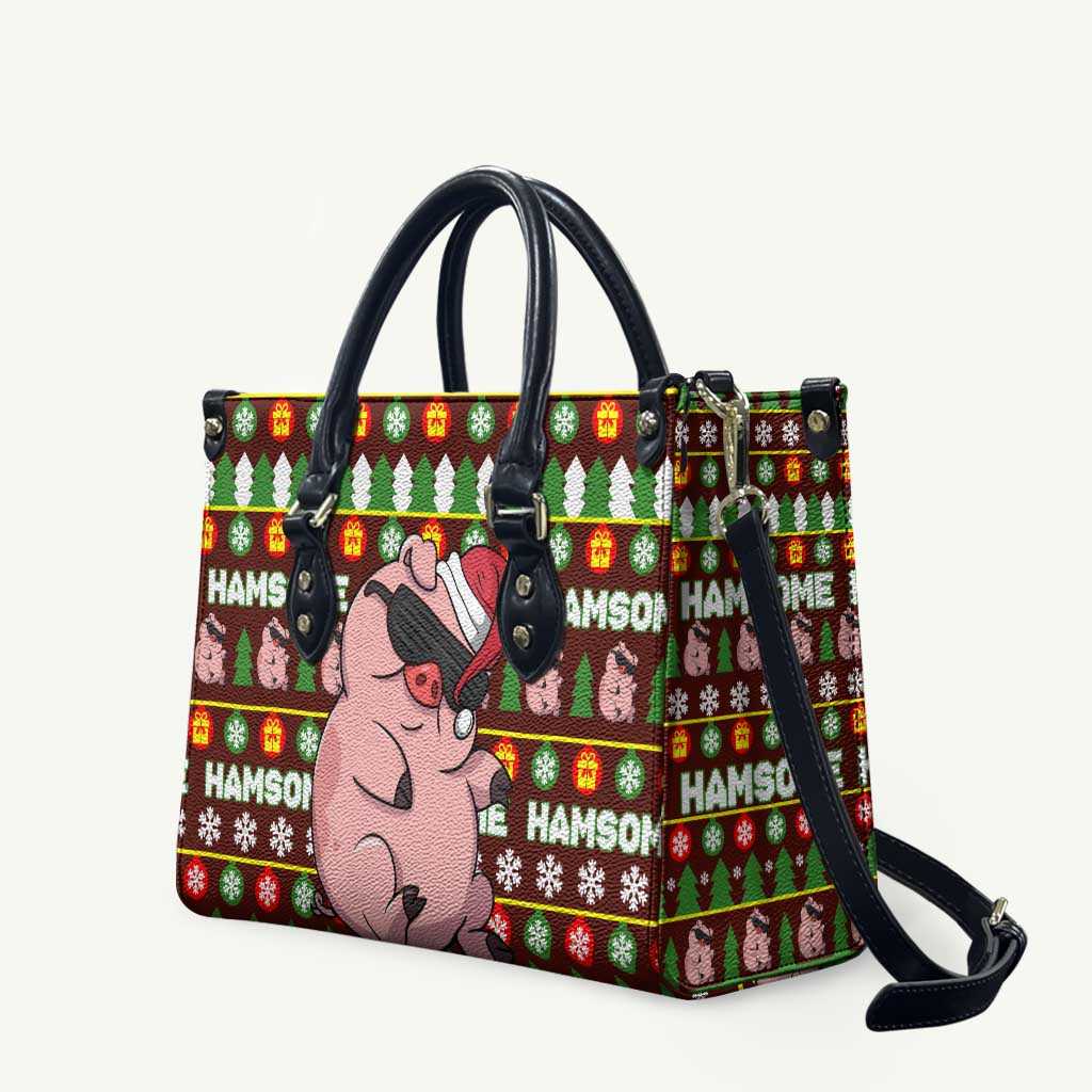 Hamsome Cute Pig Christmas Leather Bag Xmas Holiday Patterns - Wonder Print Shop