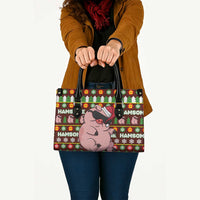 Hamsome Cute Pig Christmas Leather Bag Xmas Holiday Patterns - Wonder Print Shop