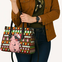 Hamsome Cute Pig Christmas Leather Bag Xmas Holiday Patterns - Wonder Print Shop
