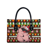 Hamsome Cute Pig Christmas Leather Bag Xmas Holiday Patterns - Wonder Print Shop