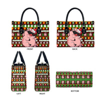 Hamsome Cute Pig Christmas Leather Bag Xmas Holiday Patterns - Wonder Print Shop