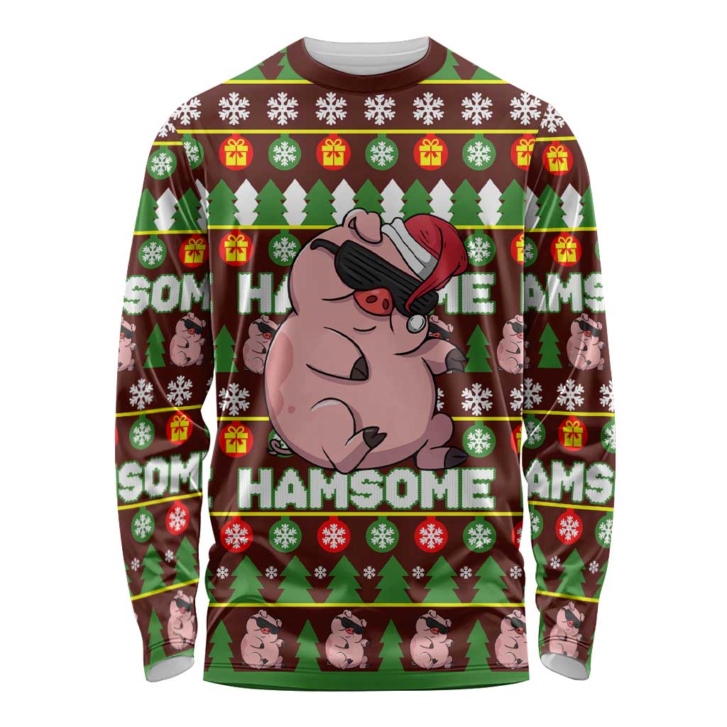 Hamsome Cute Pig Christmas Long Sleeve Shirt Xmas Holiday Patterns - Wonder Print Shop