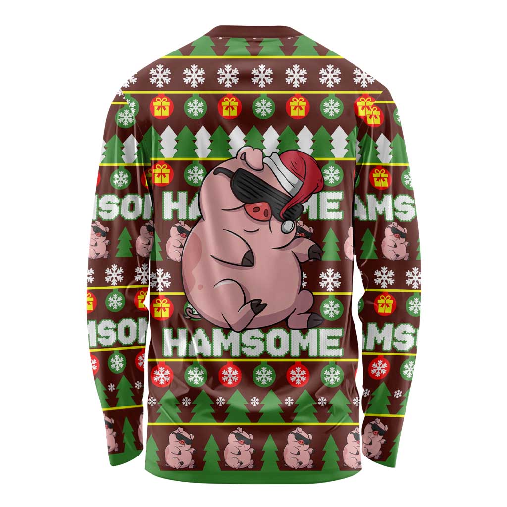Hamsome Cute Pig Christmas Long Sleeve Shirt Xmas Holiday Patterns - Wonder Print Shop