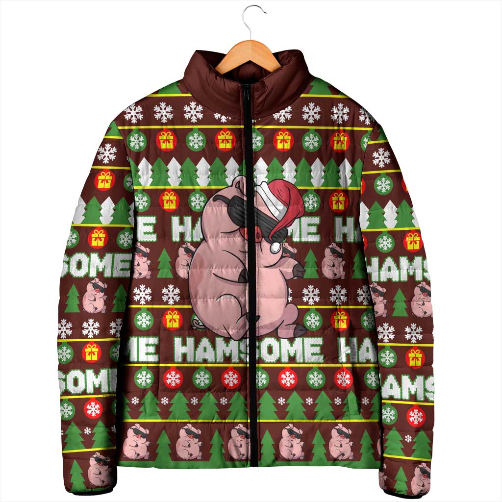 Hamsome Cute Pig Christmas Padded Jacket Xmas Holiday Patterns - Wonder Print Shop